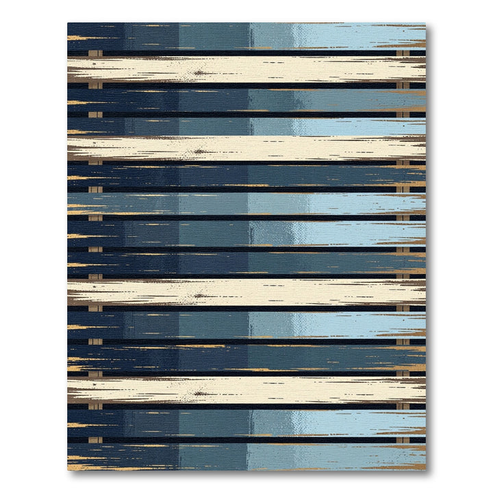 Abstract Blue Khaki Horizontal Stripe Rug