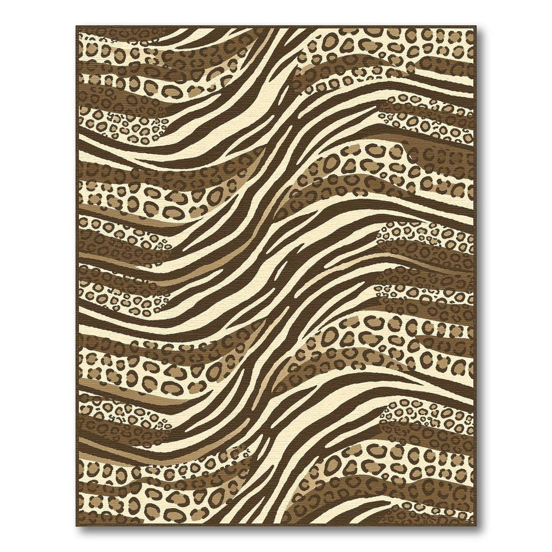 Brown Leopard Wave Area Rug