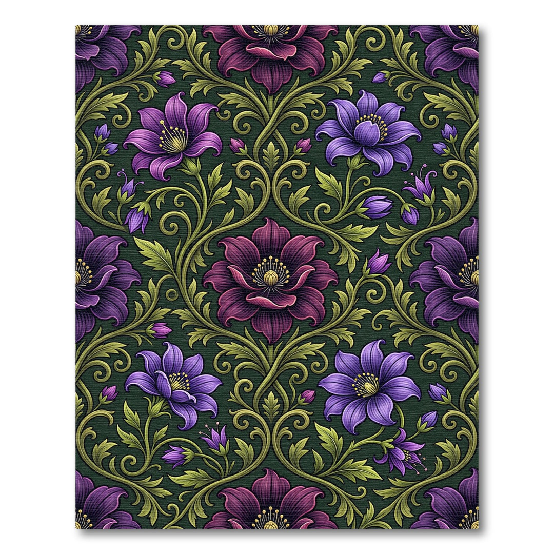 Victorian Plum Floral Vine Rug