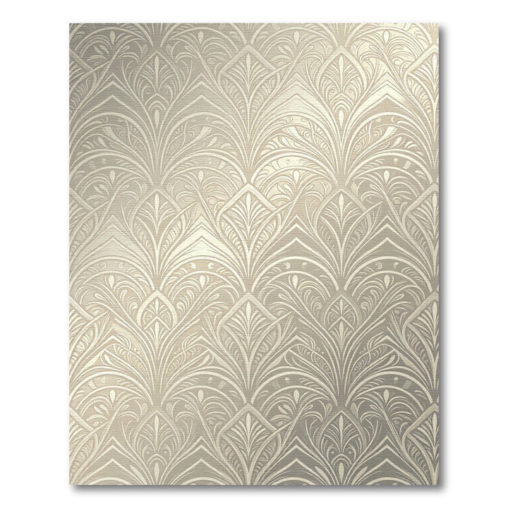 Elegant Ivory Art Deco Fan Rug