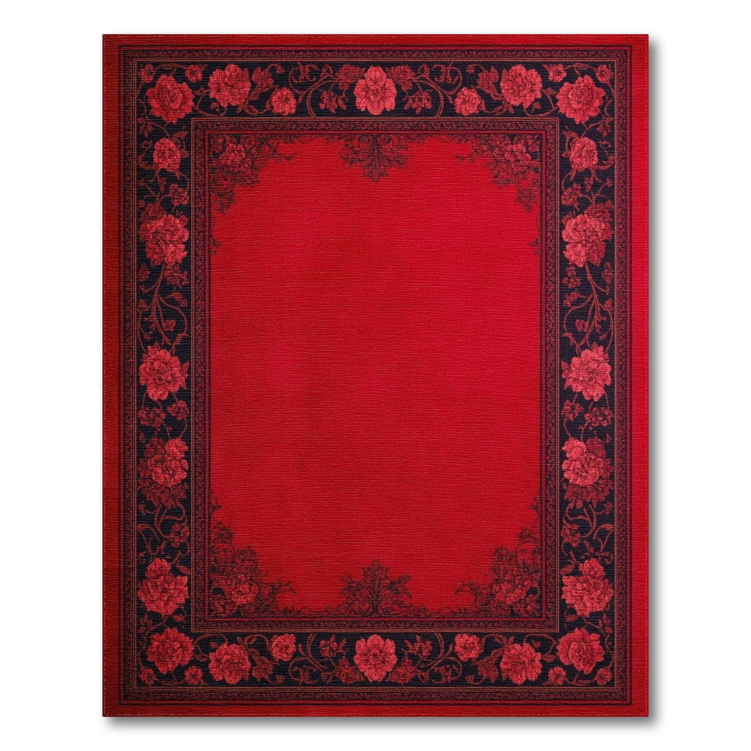 Red Floral Vintage Area Rug