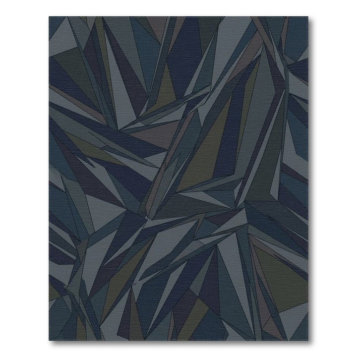 Deep Blue Abstract Geometric Shards Rug