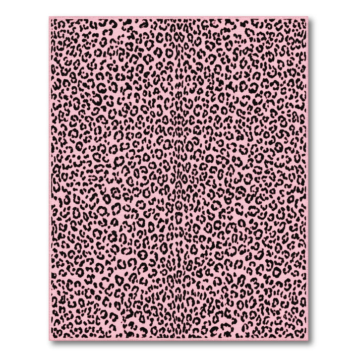 Boho Chic Pink Leopard Print Boho Area Rug