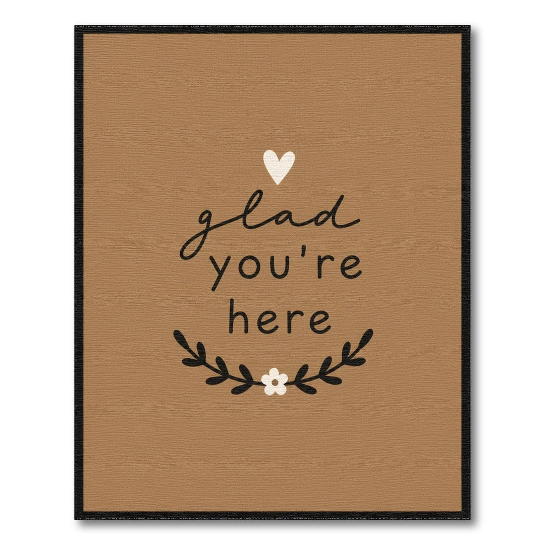 Glad You're Here Brown Welcome Area Rug