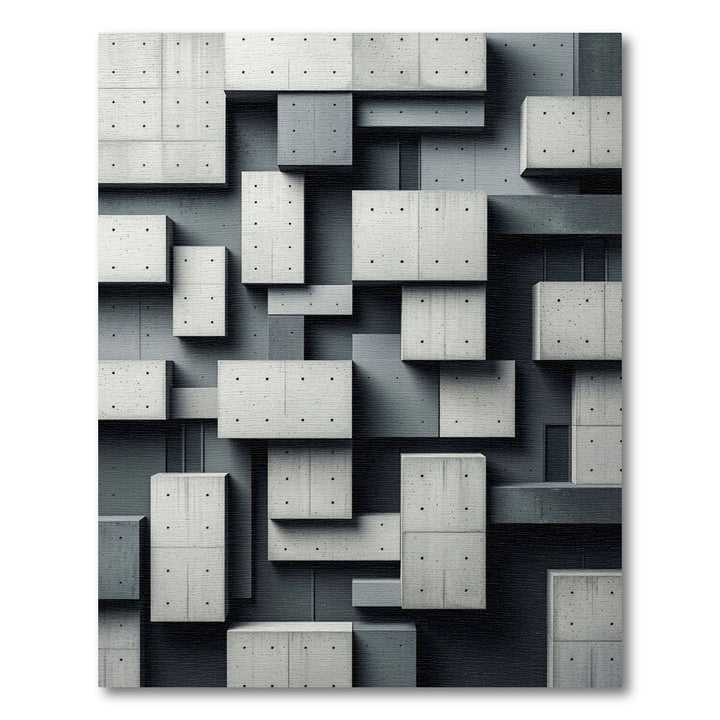 Abstract Concrete Blocks Geometric Composition Rug