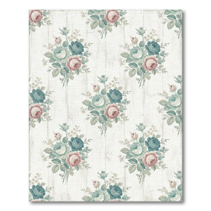 Vintage Pink Teal Floral Bouquet Rug