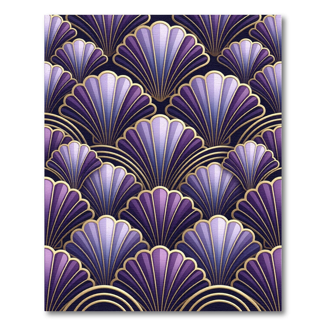 Art Deco Purple Fan Geometric Rug