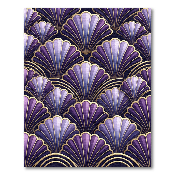 Art Deco Purple Fan Geometric Rug