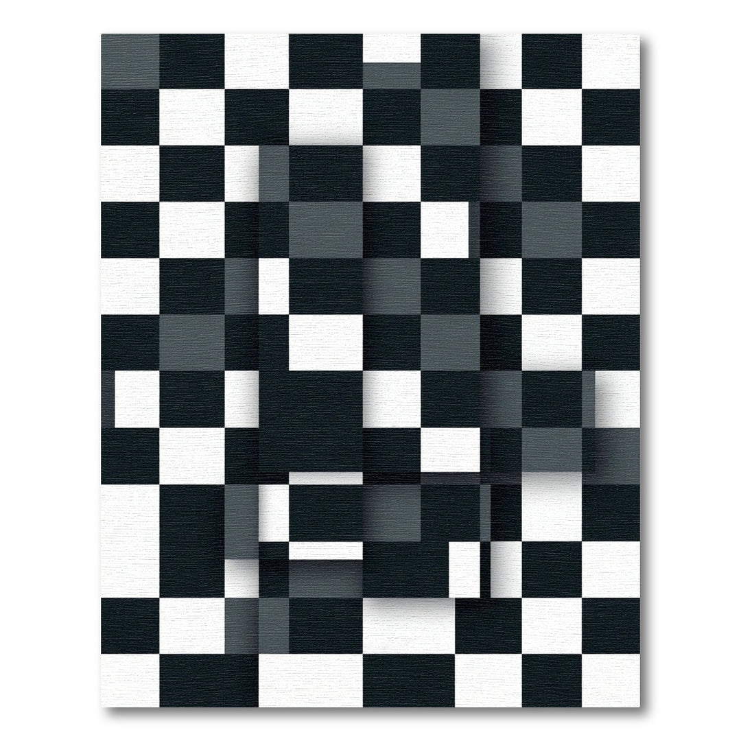 Modern Black and White Checkerboard Rug