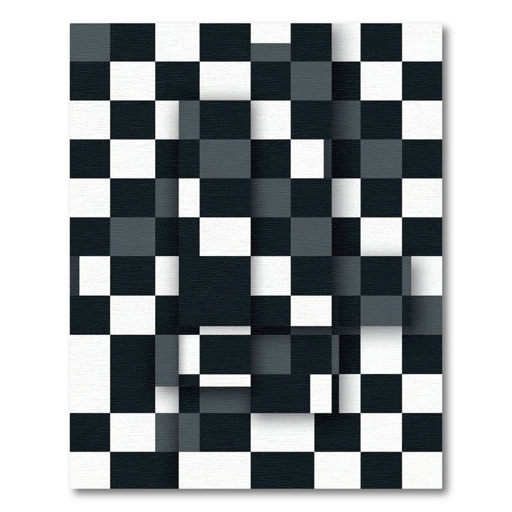 Modern Black and White Checkerboard Rug