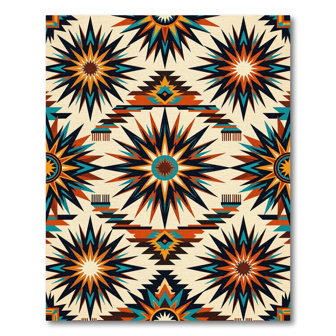 Southwestern Sunburst Navajo Geometric Rug