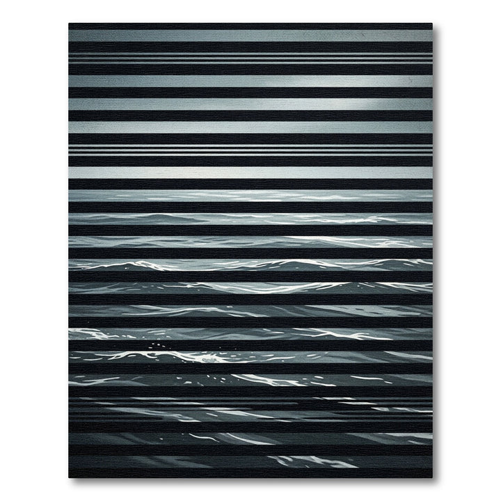 Black White Horizontal Waves Rug