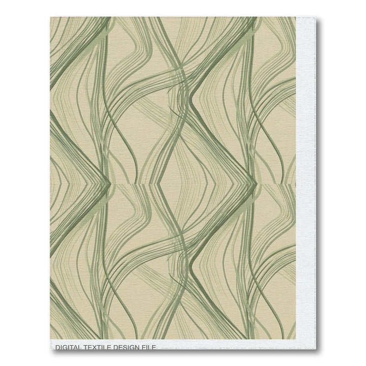 Sage Green Wavy Stripe Swirl Rug