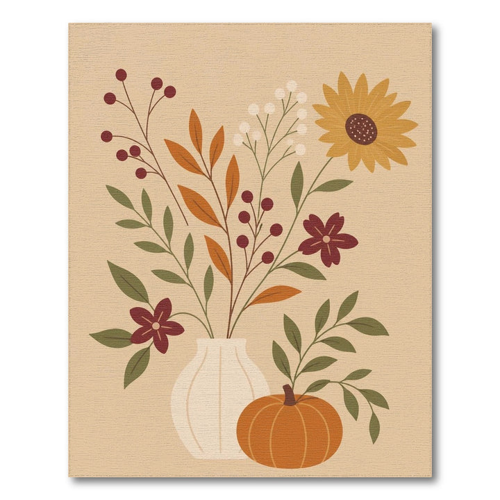 Fall Floral Pumpkin Area Rug