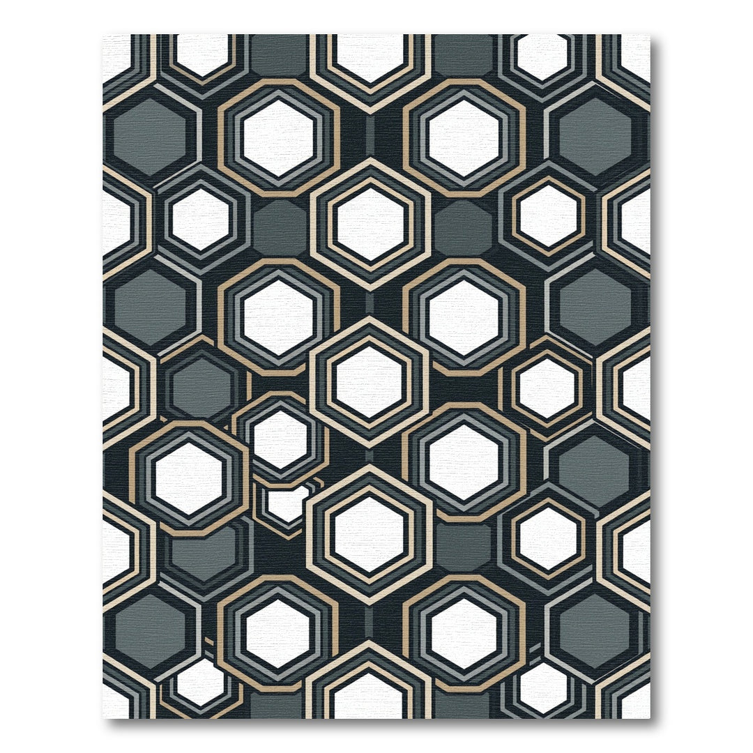 Modern Geometric Hexagon Overlay Rug