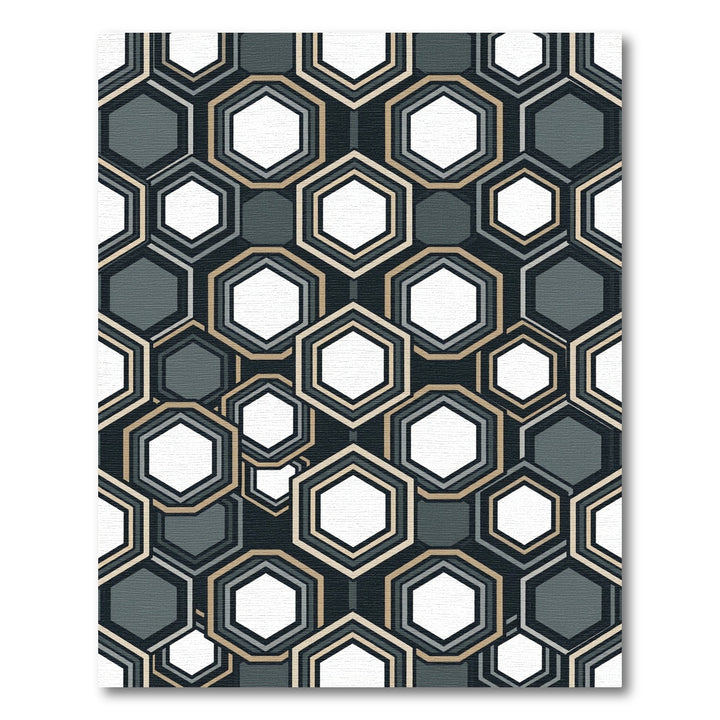 Modern Geometric Hexagon Overlay Rug