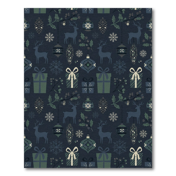 Deep Blue Winter Holiday Woodland Animals Rug