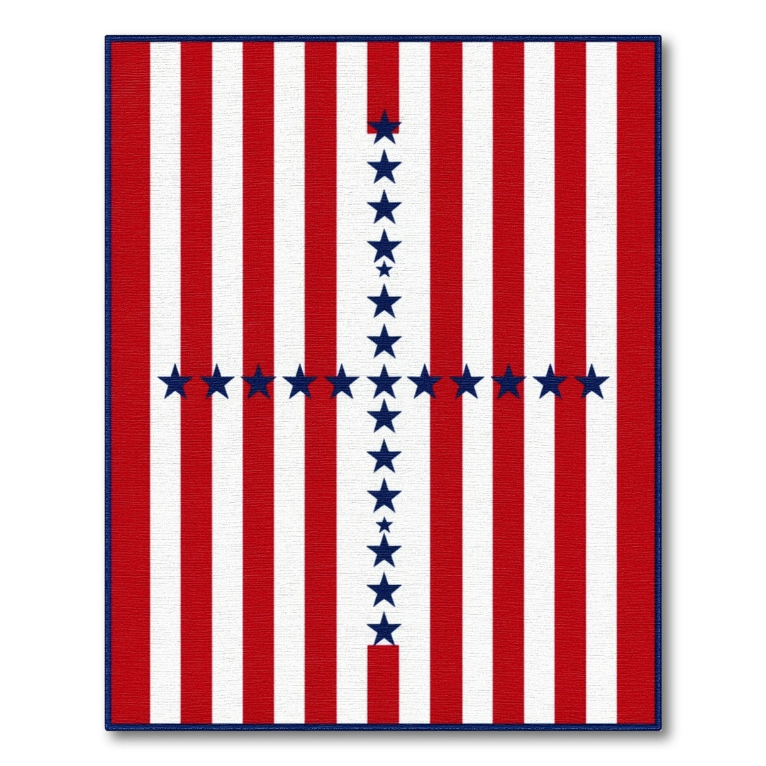 Red Striped Star Cross Area Rug