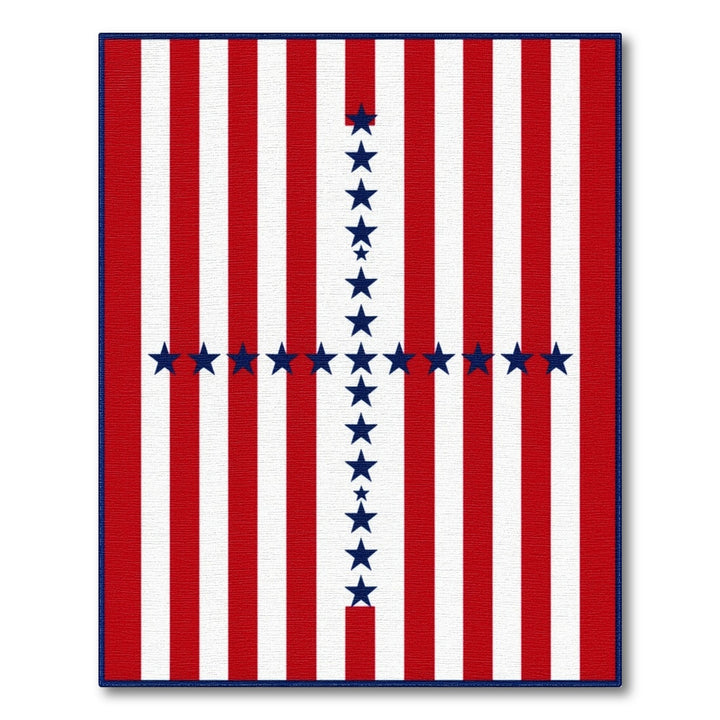Red Striped Star Cross Area Rug