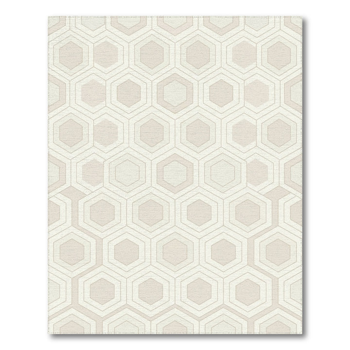 Neutral Beige Honeycomb Geometric Rug