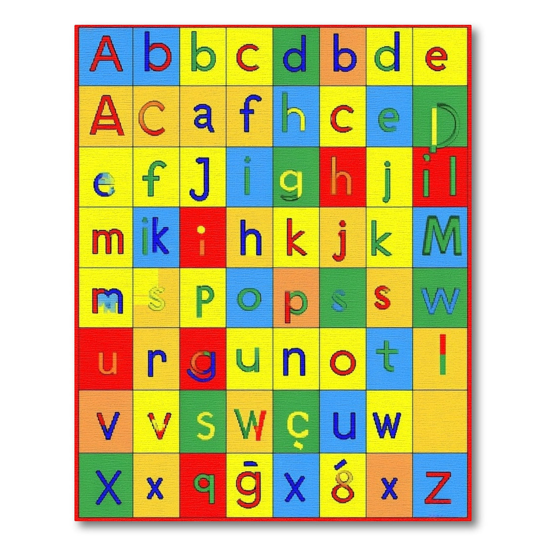 Multi-color and Patterns Colorful Alphabet Kids Area Rug