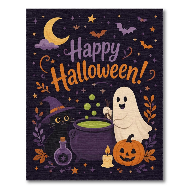 Happy Halloween Ghost Cat Area Rug
