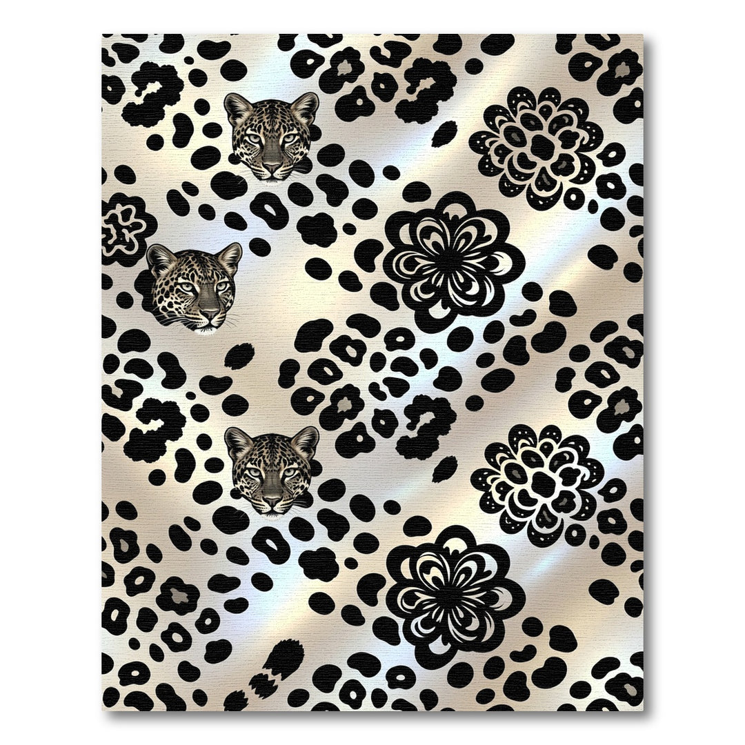 Leopard Floral Black Gold Rug