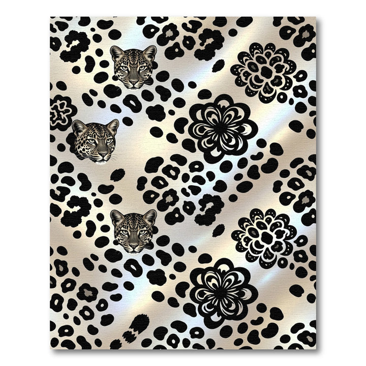 Leopard Floral Black Gold Rug