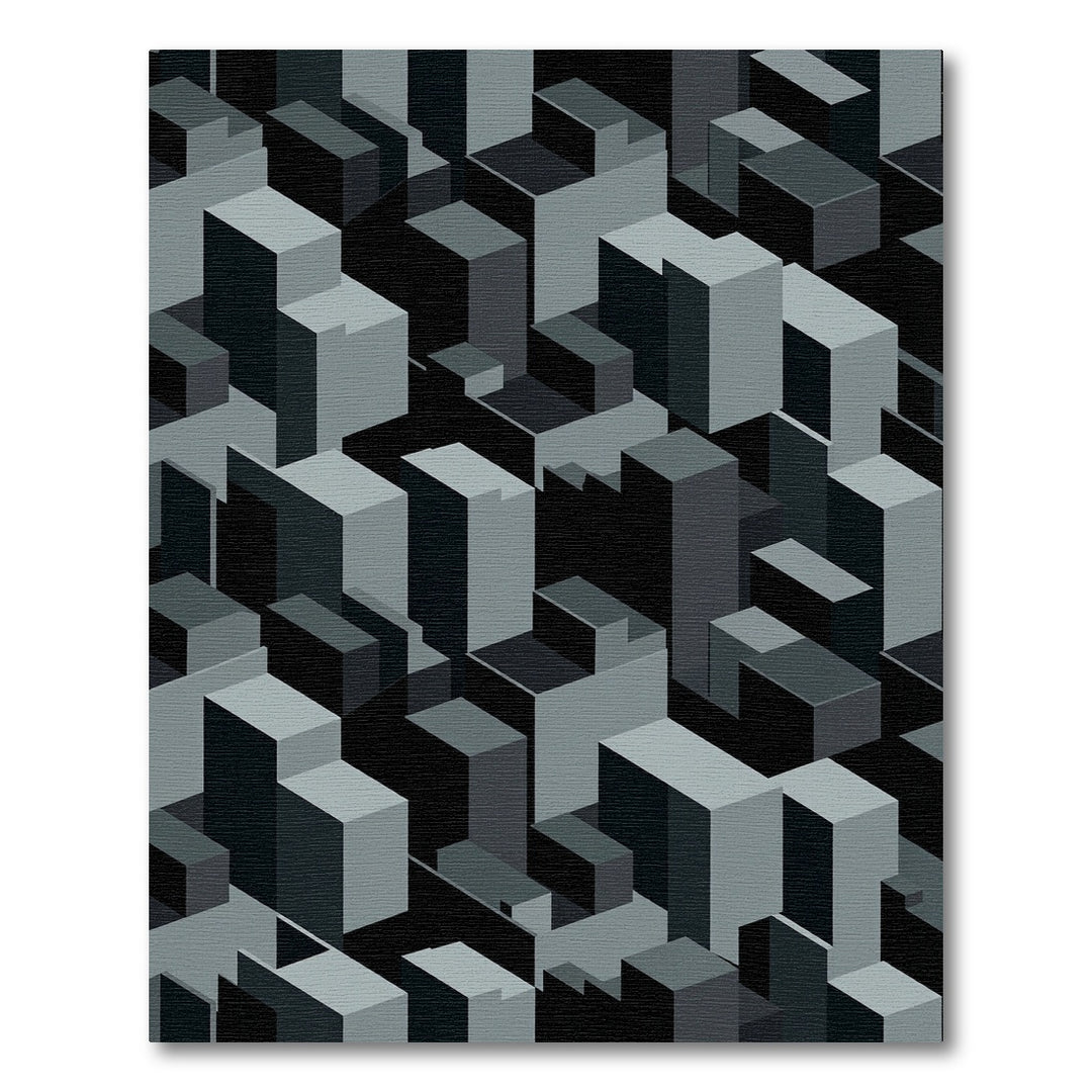 Geometric Abstract Isometric Cityscape Rug