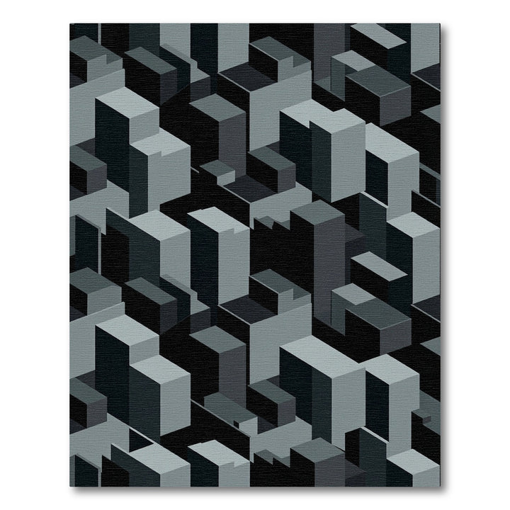 Geometric Abstract Isometric Cityscape Rug