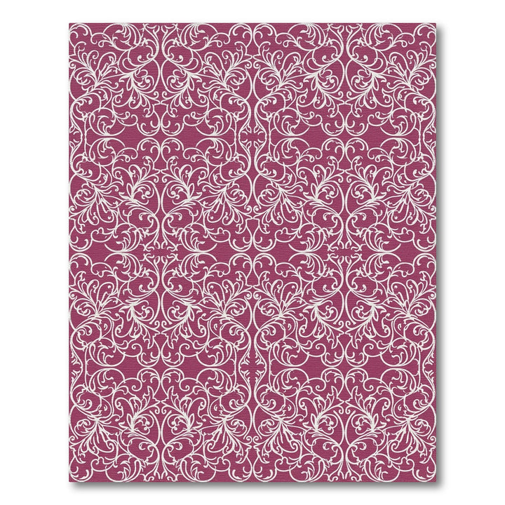 Crimson White Floral Damask Rug