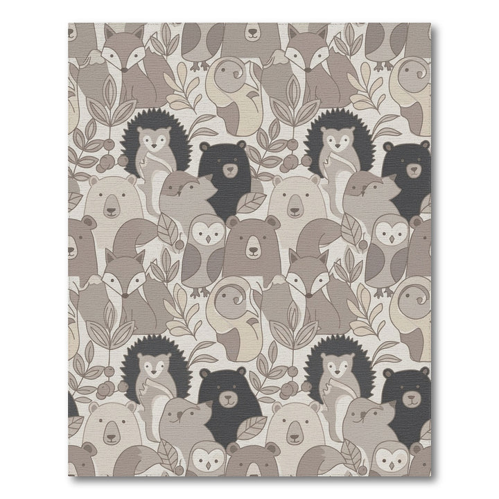 Woodland Friends Neutral Tones Assemblage Rug