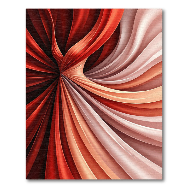 Red And Cream Swirling Ribbon Rug