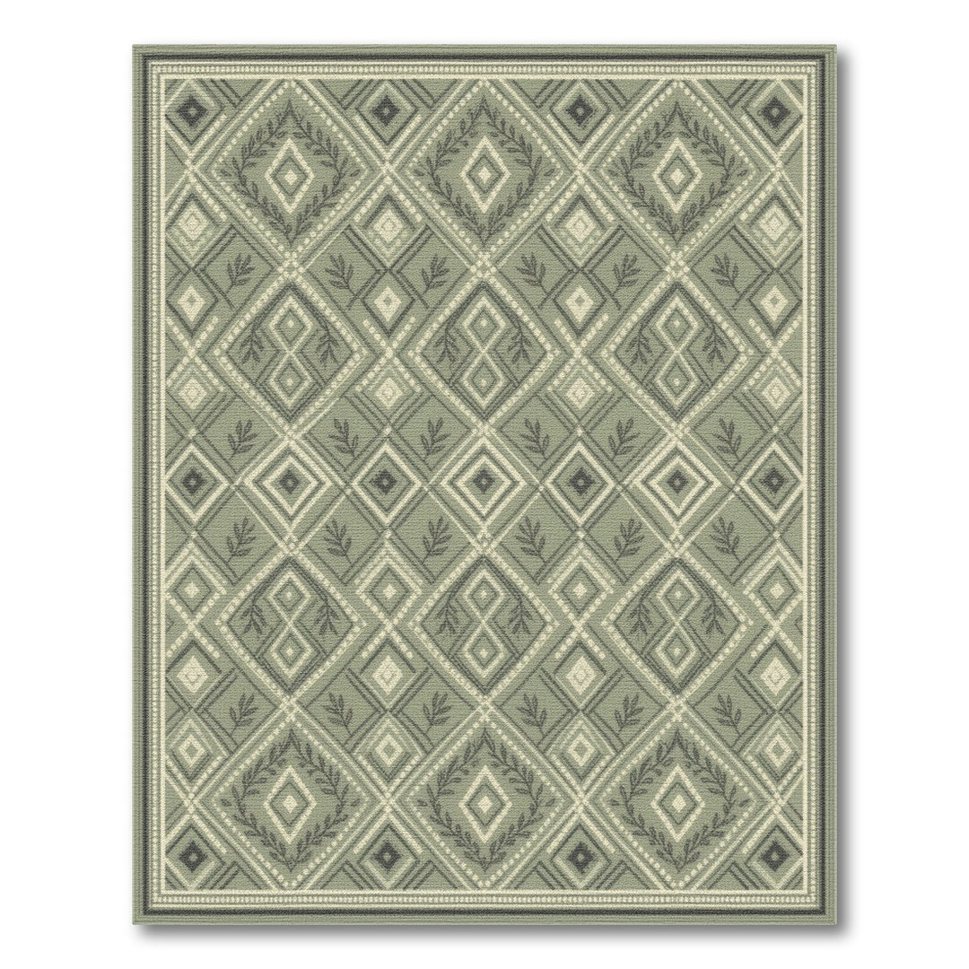 Geometric Modern Sage Green Geometric Diamond Area Rug