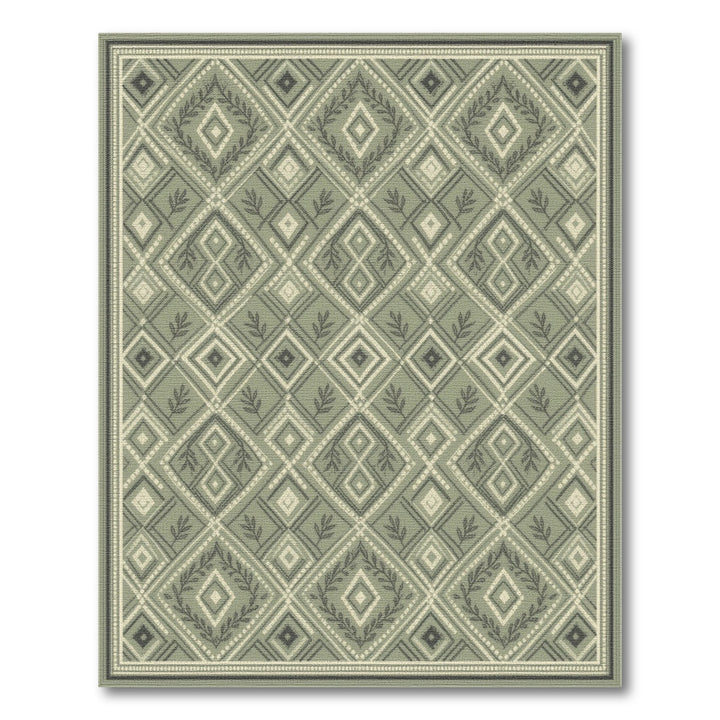 Geometric Modern Sage Green Geometric Diamond Area Rug
