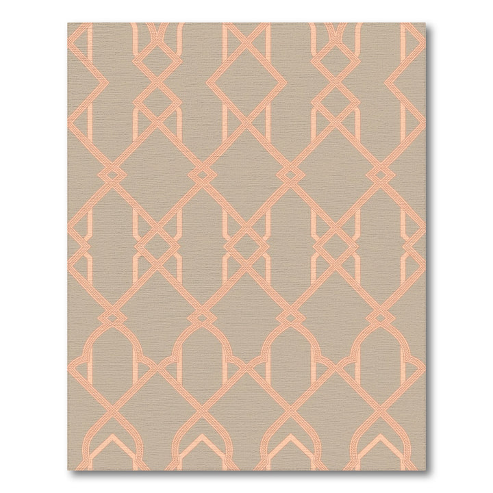 Peachy Pink Interlocking Geometric Lattice Rug