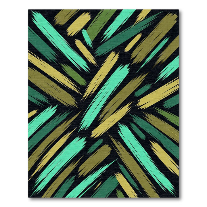 Abstract Brush Stroke Teal Olive Rug