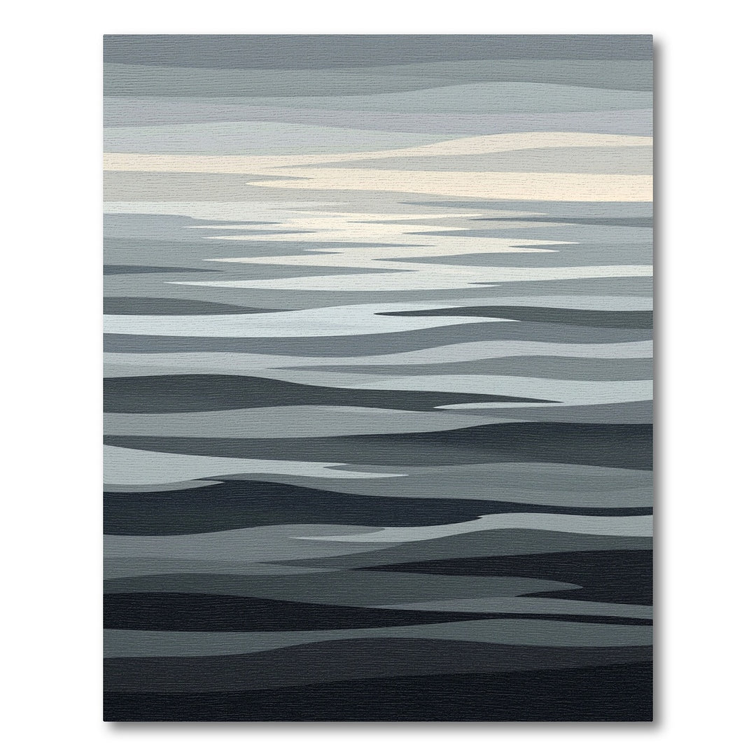 Abstract Grayscale Wavy Landscape Rug
