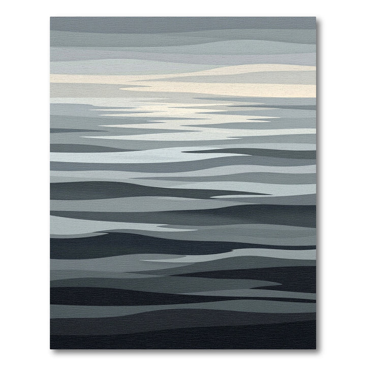 Abstract Grayscale Wavy Landscape Rug