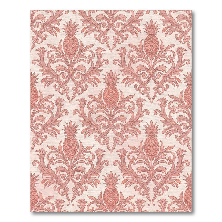 Coral Pineapple Damask Ornament Rug