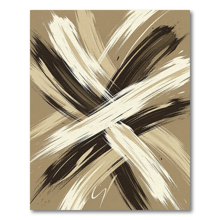 Abstract Brushstroke Beige Brown Rug