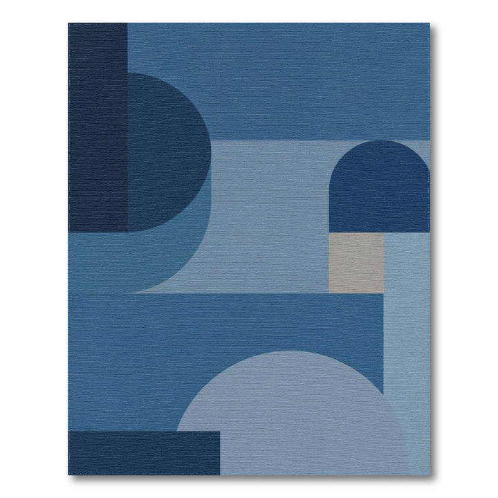 Blue and Teal Blue Geometric Area Rug
