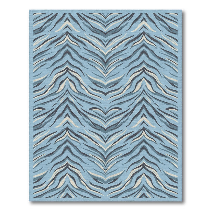 Cool Blue Abstract Tiger Stripe Rug