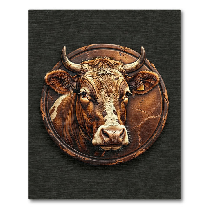 Rustic Brown Bull Medallion Rug