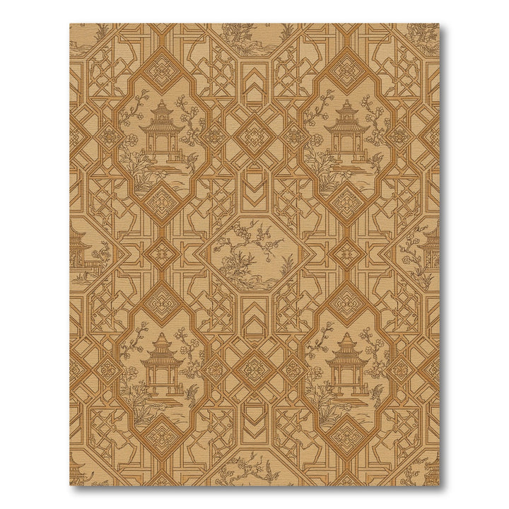 Golden Pagoda Geometric Landscape Rug