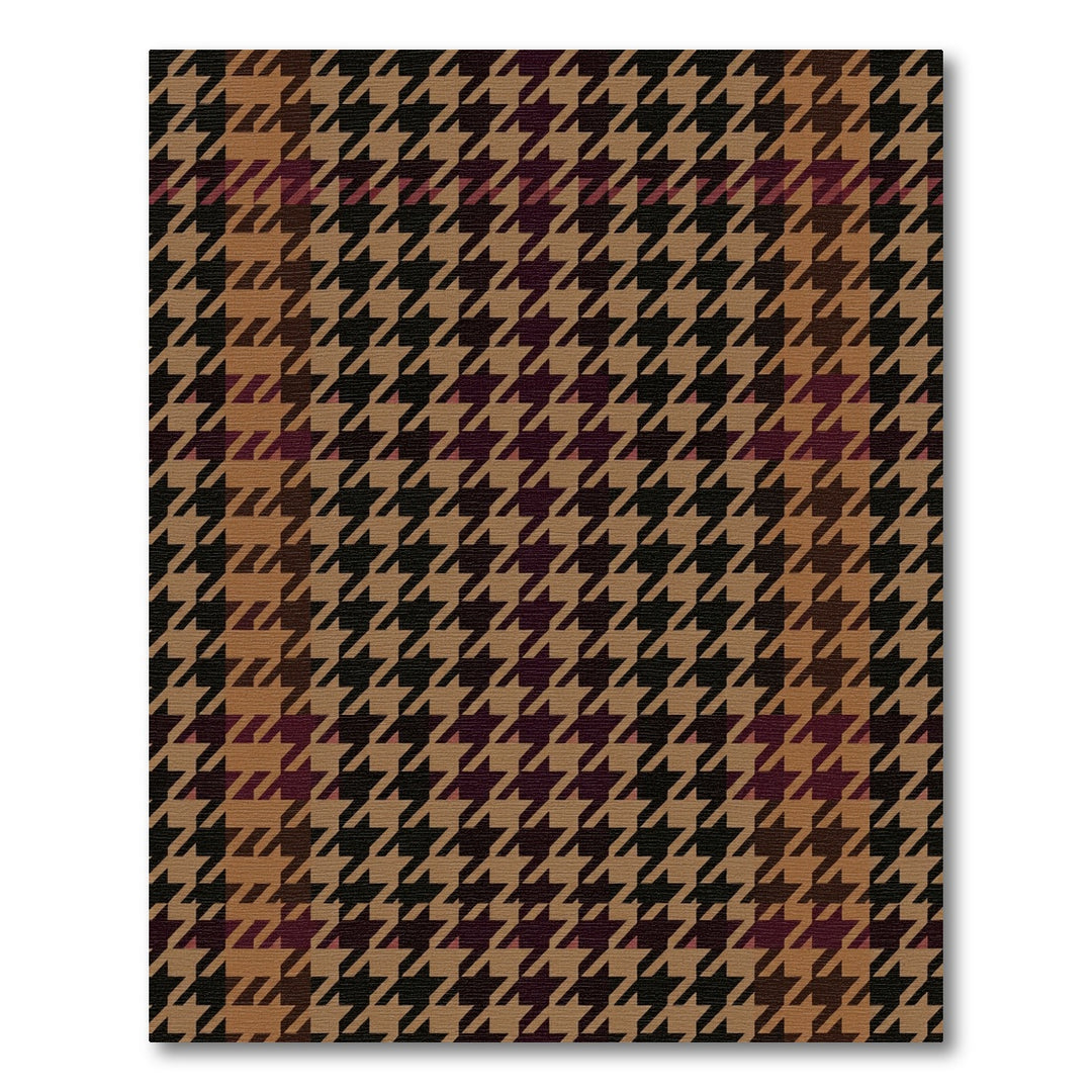 Houndstooth Brown Black Plum Rug