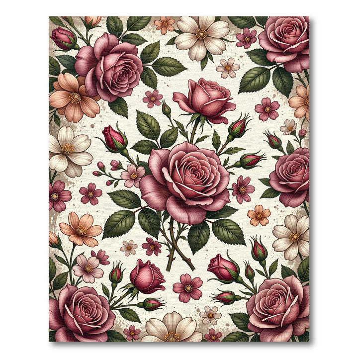 Vintage Rose Garden Floral Rug