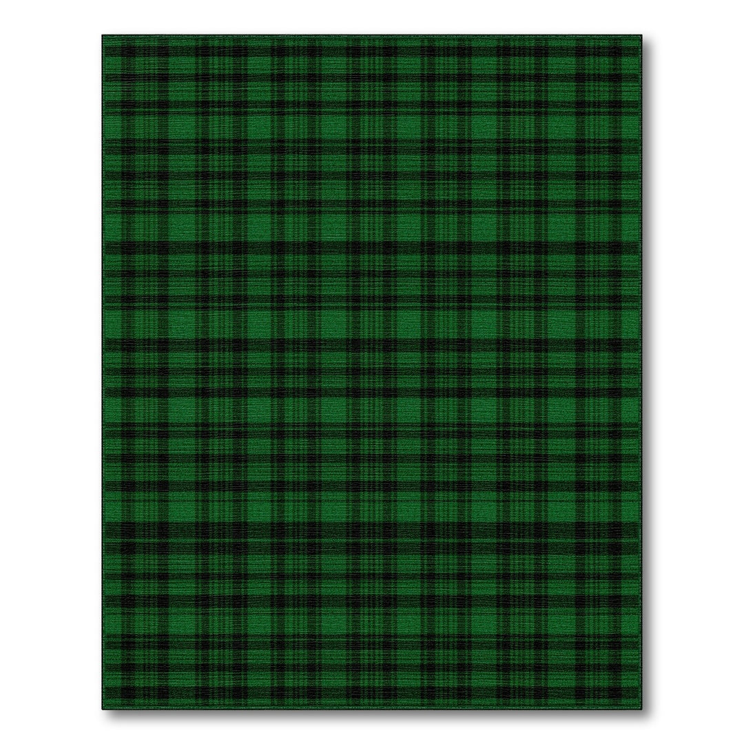 Dark Green Plaid Area Rug