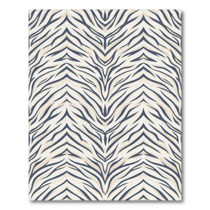 Cream And Navy Tiger Stripe Rug
