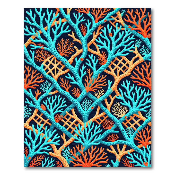 Turquoise Orange Coral Undersea Overlay Rug